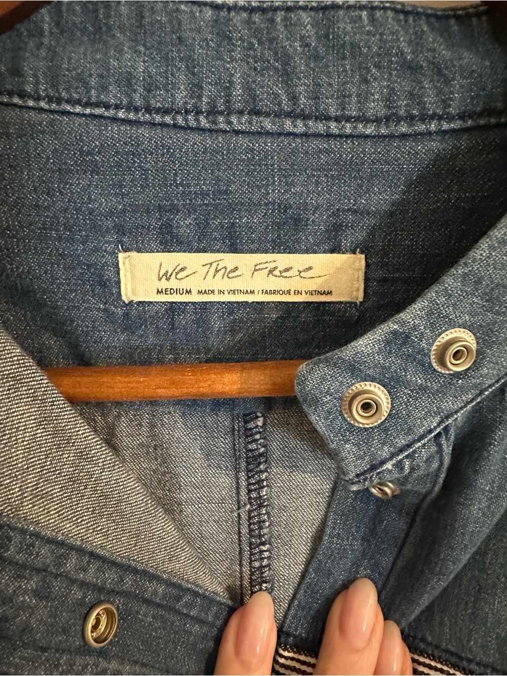 We The Free Denim Blue Long Sleeve Shirt